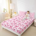 thumbnail image 2 of Manfei Pink Princess Bowtie Fitted Sheet Full,Cute Pink Loves Pattern Bed Set,3pcs,1 Fitted Sheet and 2 Pillowcases, 2 of 6
