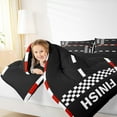 thumbnail image 4 of Homewish Sport Car Track Queen Comforter Set,Speed Extreme Theme Bedding Sets,Black White Checkered Bedding Comforter Set For Boy,Breathable Home Decor Reversible,3 Pieces, 4 of 8