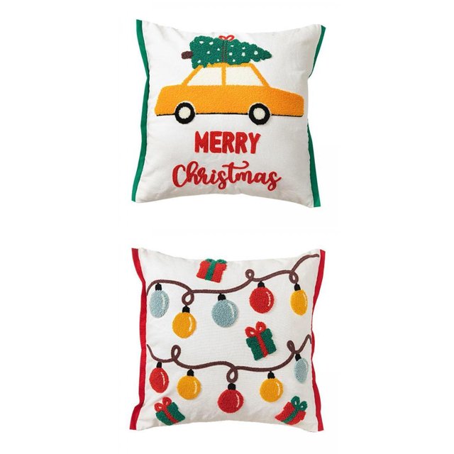 2 uds funda de almohada de Navidad funda de almohada con decoración de cremallera BLESIY Fundas de almohada