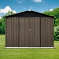 thumbnail image 4 of Heavy-Duty Metal Garden Shed 6ft x 8ft - Secure Outdoor Storage Solution with Waterproof Roof and Floor Foundations, Lockable Doors, and Easy Assembly, Brown & Black, 4 of 11