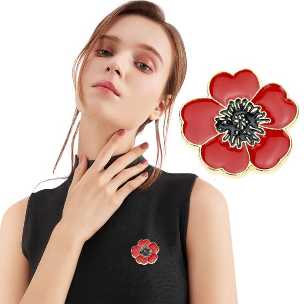 Pin Floral Esmaltado Memorial Broche Princesa Kate Poppy Regalos Rojo
