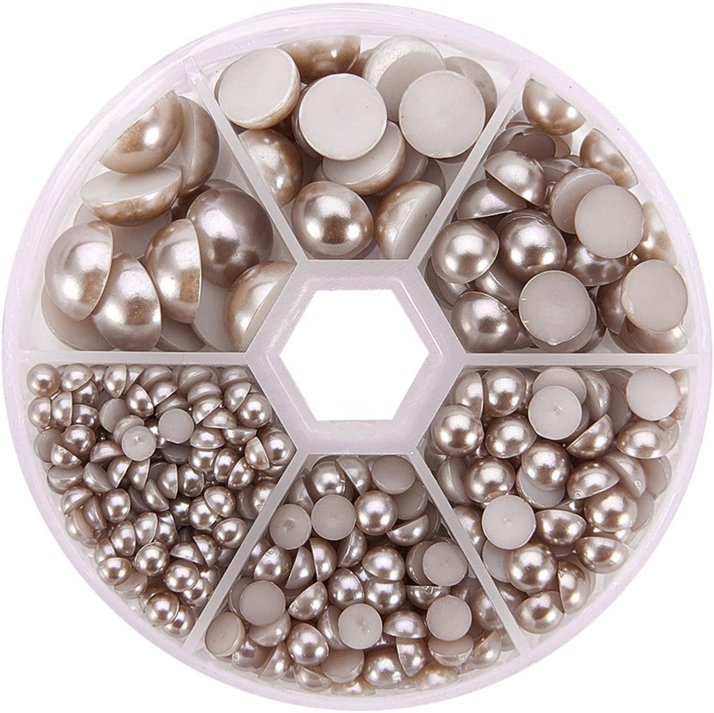 690pcs/Box Flat Back Plastic Cabochons Pearl Finish Round Dome Tile White 4~12mm 