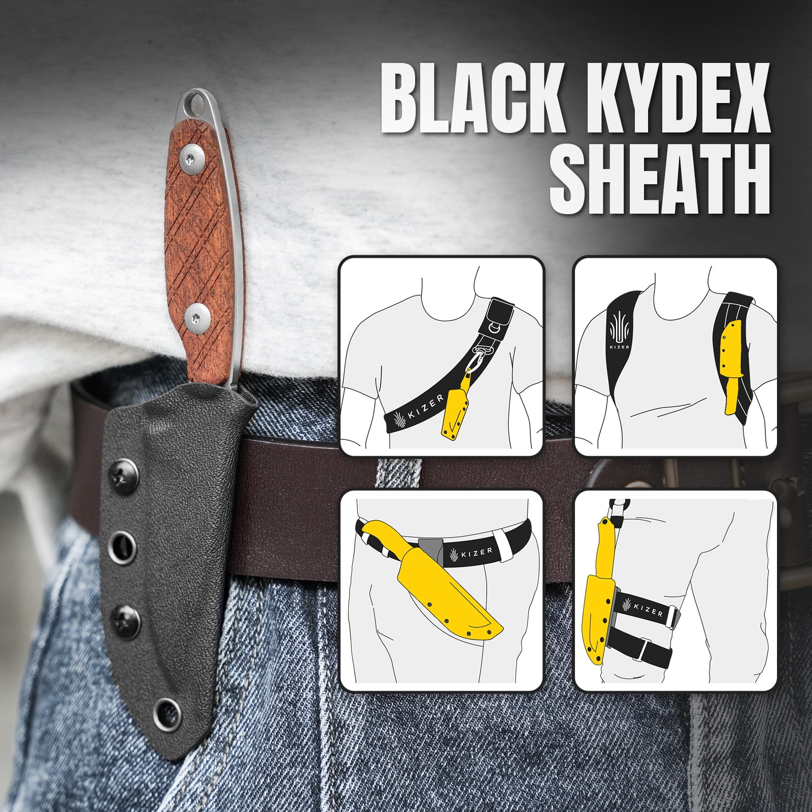Kizer Muskrat Fixed Blade Knife S35VN Blade Mkuruti Handle Pocket Tactical Knives 1064A2