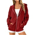 thumbnail image 1 of MeetoTime Veste Sweat à Manches Longues pour Femmes Automne Tendance Décontractée à Capuche Zippée avec Poches, 1 of 5