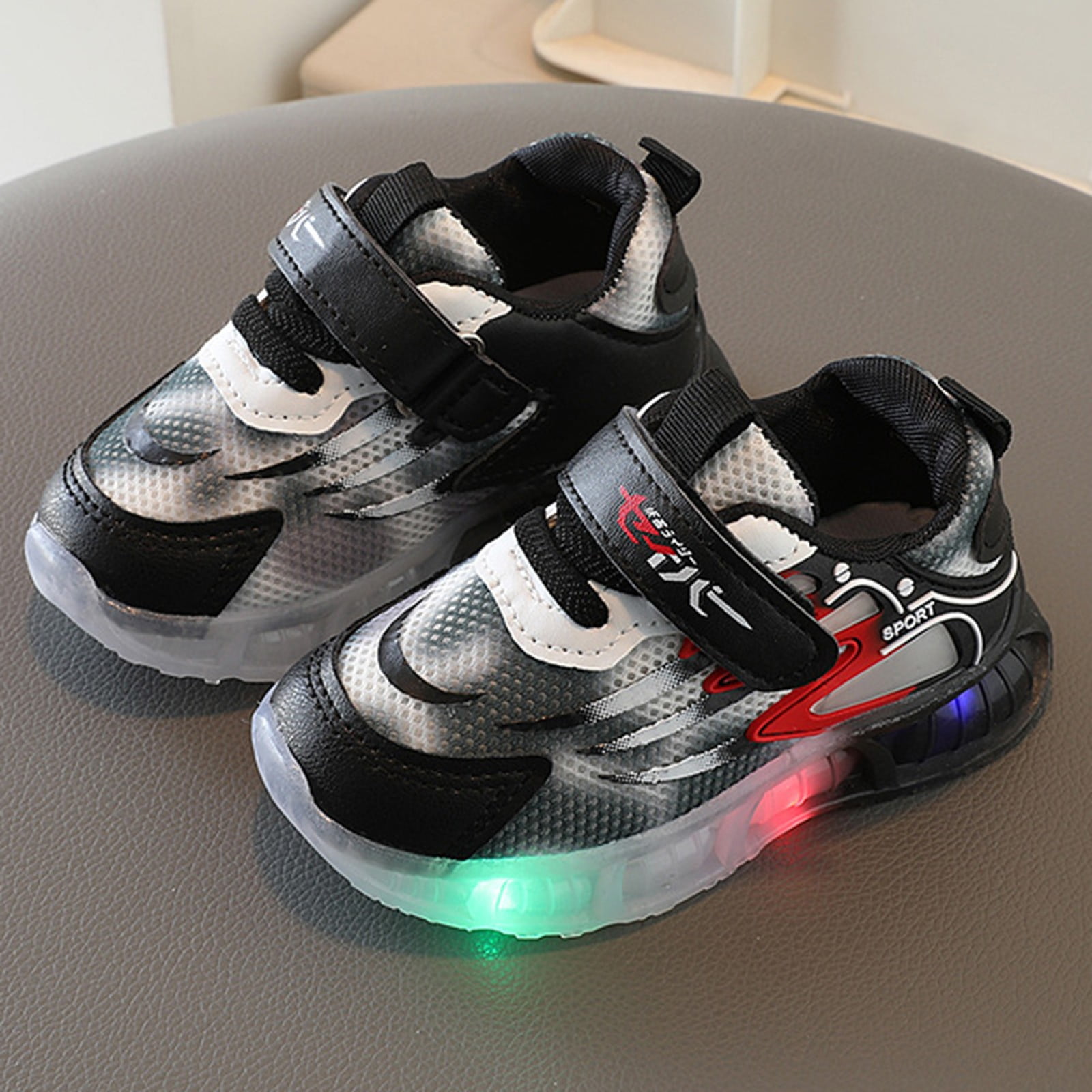 Hessimy Toddler Girls Kids Sneakers Sparkle Breathable Lightweight Strap Non Slip Hook and Loop Closure(Black,11.5)