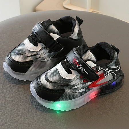

eczipvz Toddler Shoes Children Shoes Light Up Shoes Light Up Sports Shoes Casual Shoes Breathable Baby Children Shoes Little Girls Shoes (Black 10.5 Little Child)