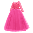 thumbnail image 4 of FYMNSI Girls Dresses Toddler Kids Lace 3/4 Sleeves Floral Princess Dress Wedding Party Formal Evening Long Gown 5-6 Years Rose, 4 of 8