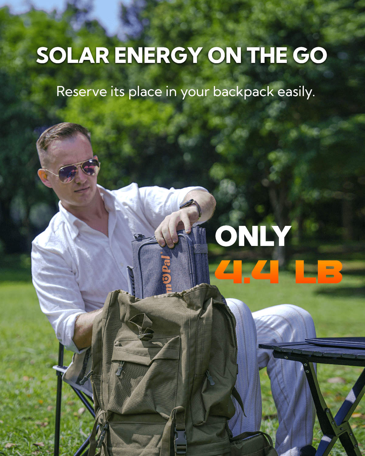 LUMOPAL 60W Foldable Solar Panel, Portable Solar Charger for Traveling & Camping, Grey, 1 Pack