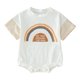 thumbnail image 1 of Gibobby Mameluco niño con estampado de letras de dibujos animados de manga corta para niños y niñas, ropa para recién nacidos, tocados(Beige, 12-18 Meses), 1 of 5