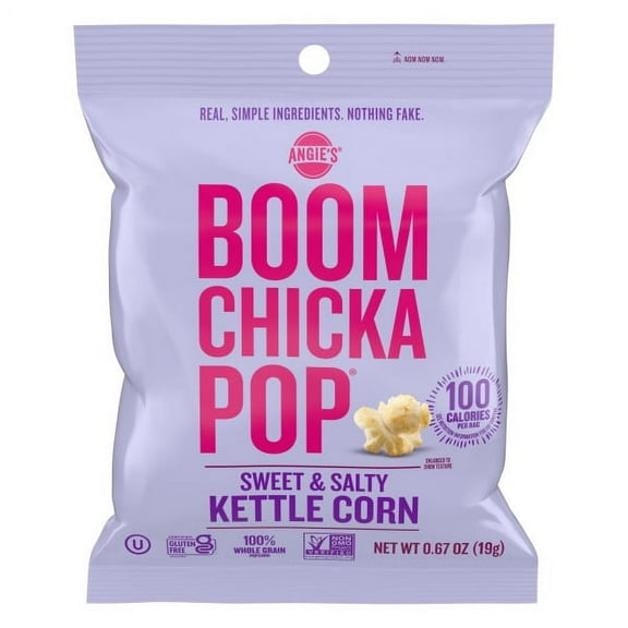 Angie's BOOMCHICKAPOP Sweet & Salty Kettle Corn Popcorn 28ct Multi-Pack, (28) .67 oz Individual Bags