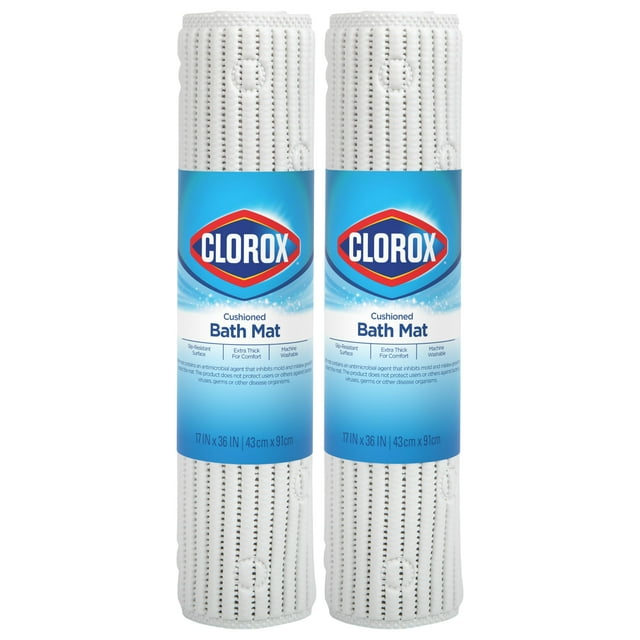 Alfombrilla de ducha Clorox Cushioned Duck Brand, 43 x 91 cm, color blanco, paquete de 2