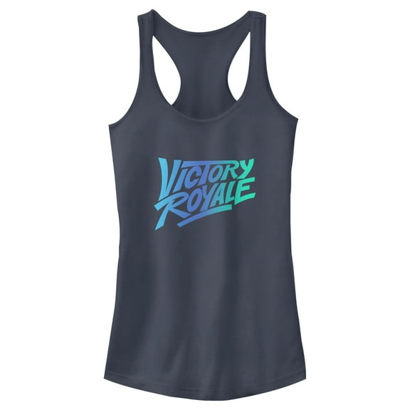 Junior's Fortnite Victory Royale Gradient Logo Racerback Tank Top Indigo X Small