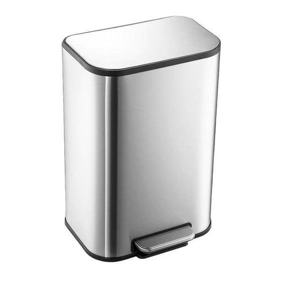 3.2 Gallon Rectangular Stainless Steel Bathroom Step-On Trash Can, Household Mini Garbage Bin