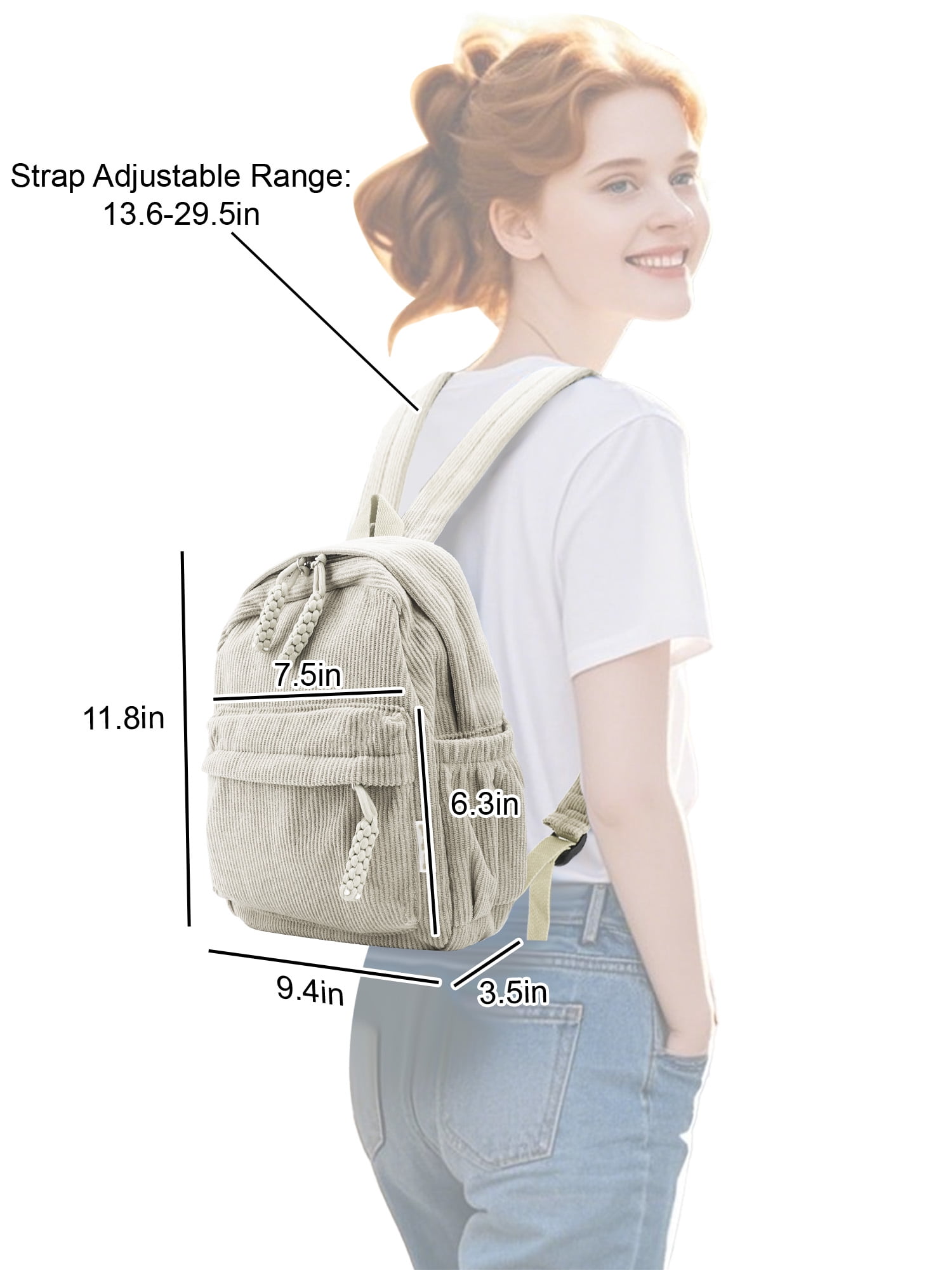 EEEkit Small Corduroy Backpack, Lightweight Travel Bag with  display picture 1