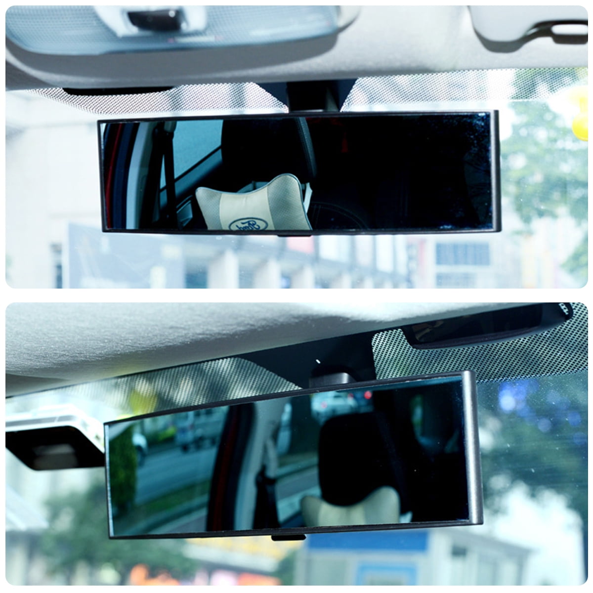 Harupink Car Rear View Mirror 12 Inch Clip-On Panoramic Clear Rearview Mirror Anti-Glare Wide-Angle Car Interior Mirror Universal Car Rearview Mirror Reduces Blind Spots For Cars Trucks Suvs