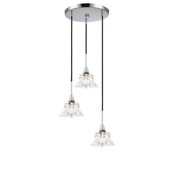 Woodbridge Lighting Christina 3-Light Transitional Metal Steel Pendant in Chrome