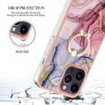thumbnail image 3 of ELEHOLD Plating Rugged Case For iPhone 16 Slim Marble Pattern Heavy Duty Shockproof Stand Cover, with Shiny Rotating Ring Stand, Rose, 3 of 7