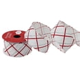 thumbnail image 3 of Red/White/Silver Glitter Plaid Wired Edge Christmas Ribbon, 1.5" x 15', by Holiday Time, 3 of 5
