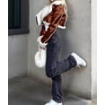 thumbnail image 5 of Female Leather Jacket Faux Fur Moto Jacket Winter Trench Coat Cropped Shearling Jacket Light Coffee S, 5 of 10