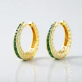 thumbnail image 4 of Om Jewels 2.00Ct Princess Cut Lab Created Emerald Women Huggies Hoop Earrings 14K Yellow Gold Plated, 4 of 5
