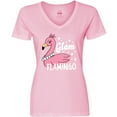 thumbnail image 3 of Inktastic Glam Pink Flamingo with Pearls Women's V-Neck T-Shirt, 3 of 5