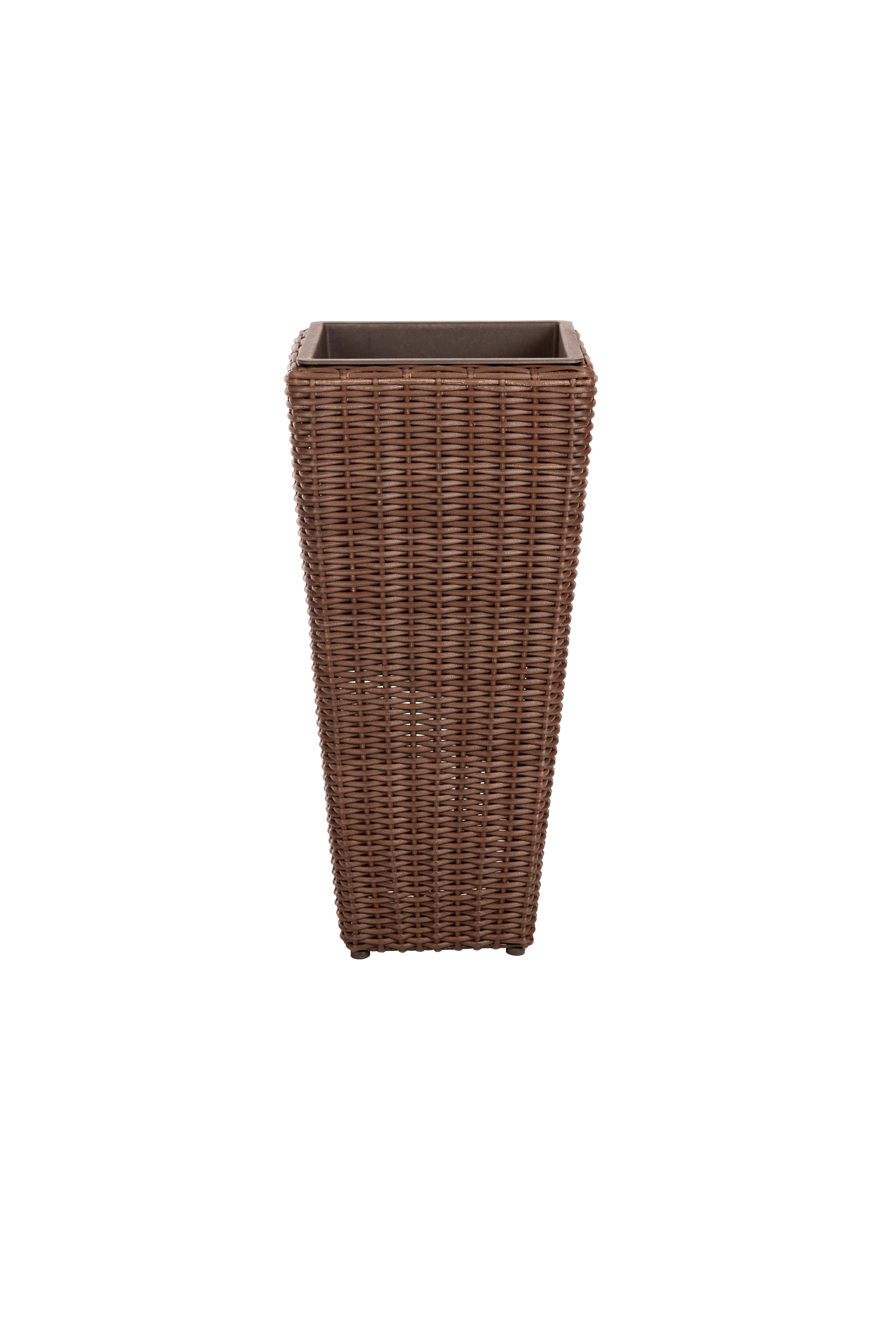 Patio Sense 11" x 11" x 23" Round Brown Resin Plant Planter with Drainage Hole (2 Piece) - image 5 of 9
