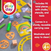 Play Day 90-Piece Multicolor Sidewalk Chalk Set with Stencils and Tools