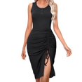 thumbnail image 1 of Vestido mini de verano para mujer, cuello cuadrado, ajustado, sin mangas, para fiesta de graduación o cóctel, 1 of 5