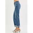thumbnail image 4 of I AM A FASHION JUNKY RISEN Full Size 4 Way Stretch Slouchy Straight Jeans with Cuffed Hem Plus Size (DARK, 2XL), 4 of 6