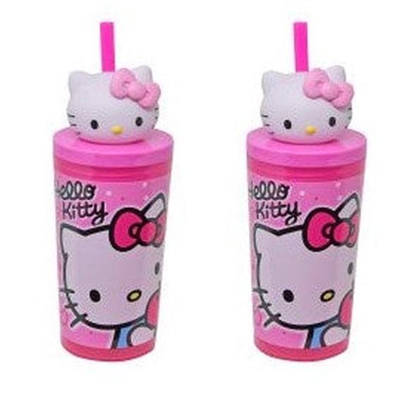 Hello Kitty 12oz Straw Tumbler with Molded Head Topper, 1pc