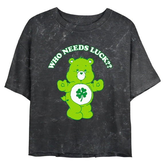 Junior's Care Bears Who Needs Luck Graphic Crop T-Shirt