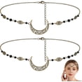 thumbnail image 1 of 2 piezas de cadena bohemia para la cabeza, colgante de luna hueca, tocado de cristal, cadena para la cabeza Vintage, accesorios para el cabello, joyería, 1 of 5