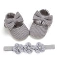 thumbnail image 1 of TheFound Chaussures de Berceau pour Filles Tout-Petits Chaussures de Robe avec Nœud + Bandeau Fleuri, 1 of 5