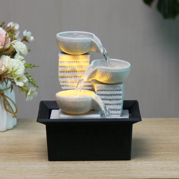Small Circulating Water Fountain for Home Decor - Resin Tabletop Ornament with Soothing Flow, Relaxing Desktop Water Feature for Living Room, Office, and Zen Garden, Quiet Decoration Gift