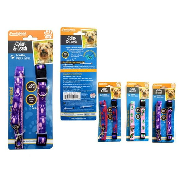 FamilyMaid 19171 1.2 x 1.2 m 2 Piece Pet Collar & Leash, Assorted Color - Pack of 144