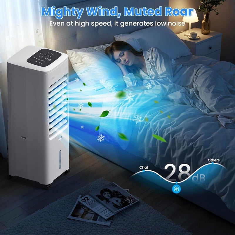 Windowless Air Conditioner Portable with Aroma Box, 30" Ventless Swamp Cooler with Remote, 2Gal Water Tank, 3 Modes&3 Speeds, 7H Timer, 4IN1 Evaporative Air Cooler for Indoor Room Bedroom Home