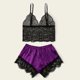 thumbnail image 3 of Gibobby Ropa sexy de mujer para sexo Lencería para mujer, enterizo de peluche con entrepierna a presión(Morado, M), 3 of 5