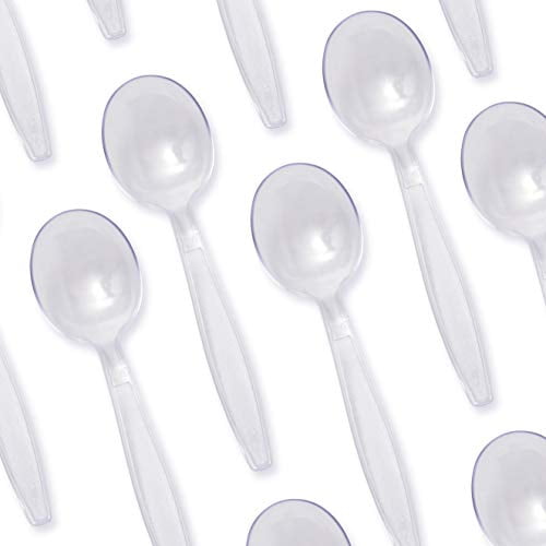 Heavy Duty Plastic Soup Spoons Bulk Pack for Catering & Restaurant by Avant Grub 