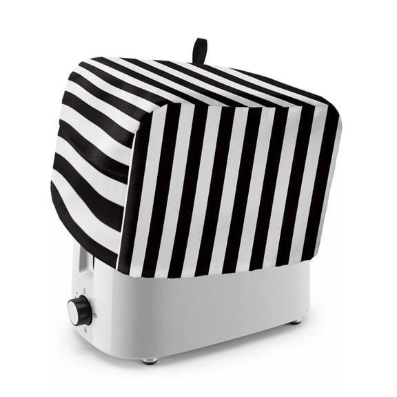 Toaster Cover 2 Slice, Simple Black White Stripes Dustproof Bakeware Oven Protector with Top Hook, Modern Stripes Waterproof Small Kitchen Appliance Toasters Dust Cover, 12"x7.5"x8"