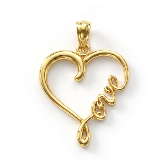 Charm America - Gold Love Heart Charm - 10 Karat Solid Gold