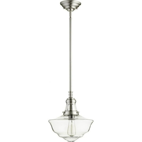 1 Light Schoolhouse Pendant in Transitional Style 12 inches Wide By 16 inches High-Satin Nickel Finish Bailey Street Home 183-Bel-2669898