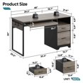 thumbnail image 4 of Bestier 48” Office Desk with Drawers, Computer Writing Desk with Keyboard Tray & 2 Hooks for Home Office, Gray, 4 of 9