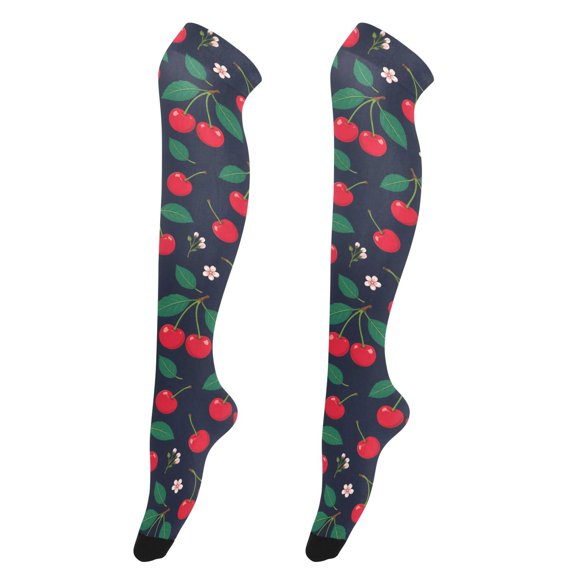 Cherry High Thigh Socks Over Knee Thin Tights Long Stocking for Women Leg Warmer
