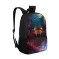 thumbnail image 2 of Uourmeti Colorful Wolf Pattern Adjustable Padded Straps Backpack, 17 Inchs Large Capacity School Backpack Personalized Student Bookbag for Men, 2 of 6