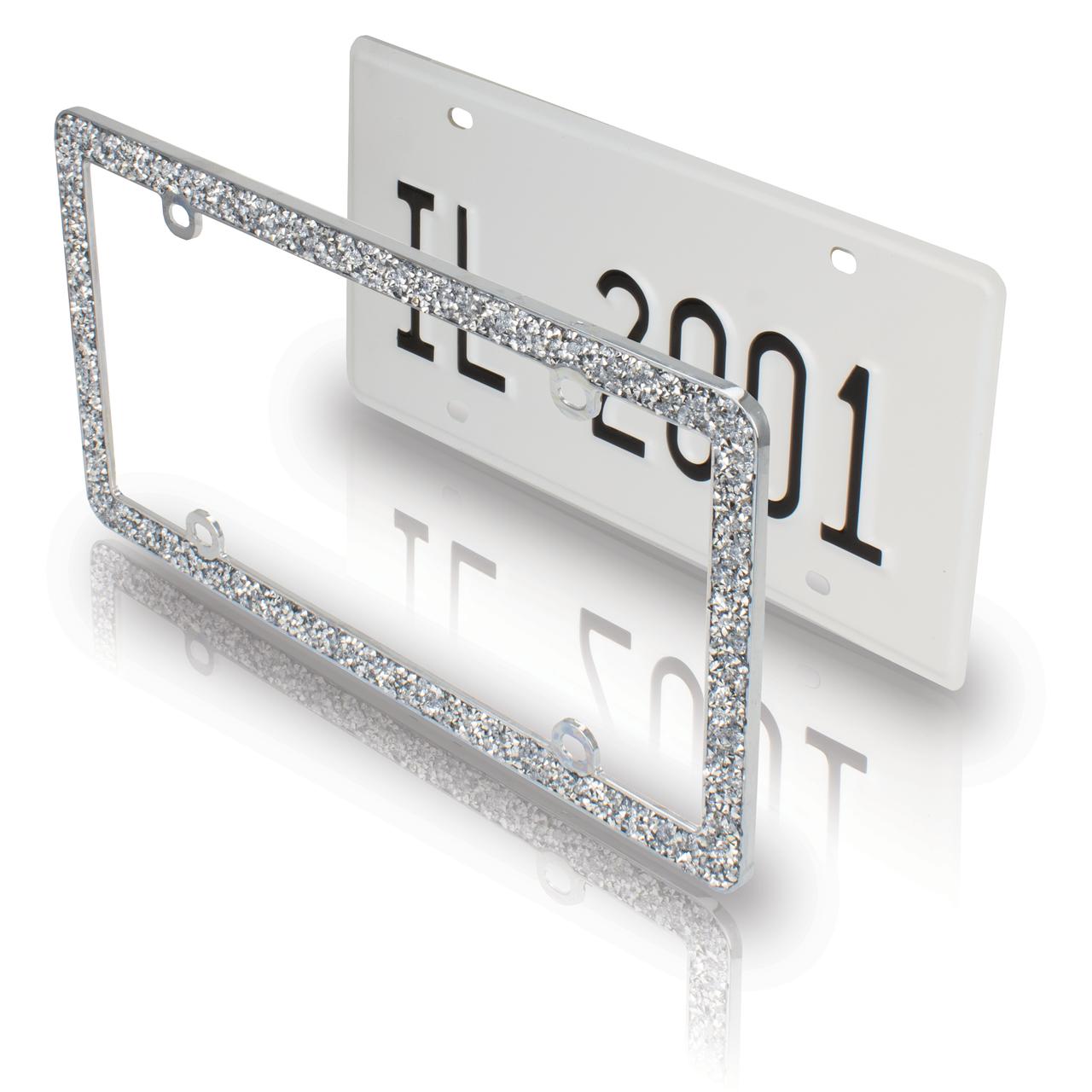 Auto Drive Crushed Bling Chrome License Plate Frame photo 3