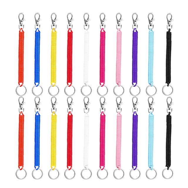 20 llaveros de seguridad con resorte y espiral, con cordón elástico.