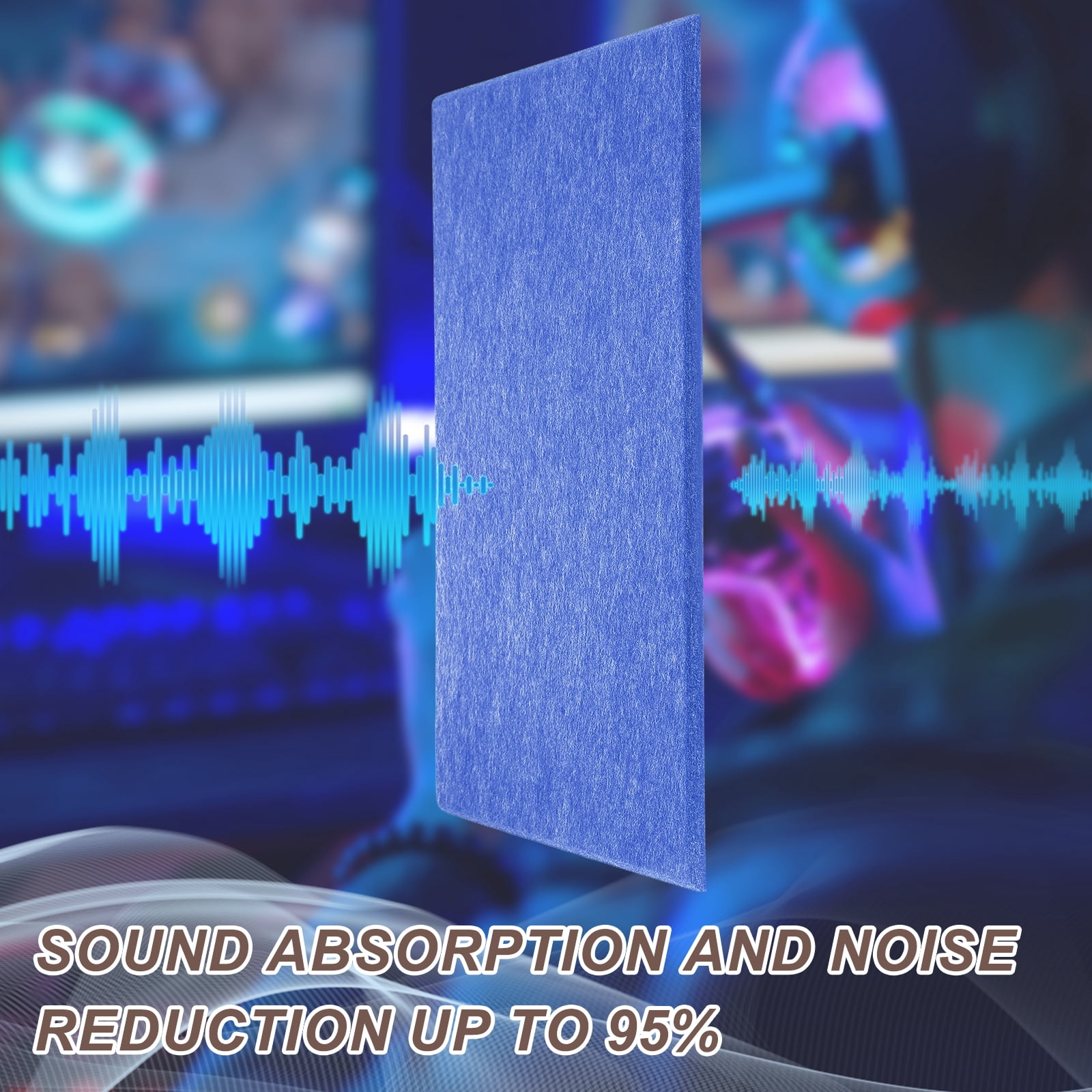 Uxcell 12pcs Acoustic Panels High-Density Sound Proof Felt Self Stick Non-Slip Pads 16"x12"x0.35", Sky Blue
