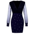 thumbnail image 6 of IROINNID Cocktail Dress for Women Wedding Guests Dresses for Women Sexy Buttocks V-Neck Solid Slimming Long Sleeve Dress Discount,Navy, 6 of 6