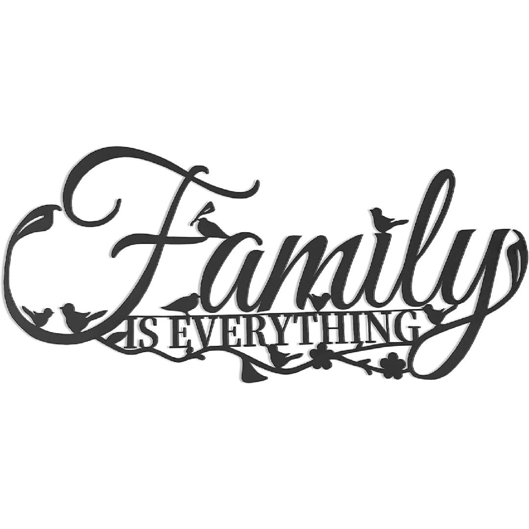Family Signs Home Metal Wall Decor, Black Family Is Everything Word