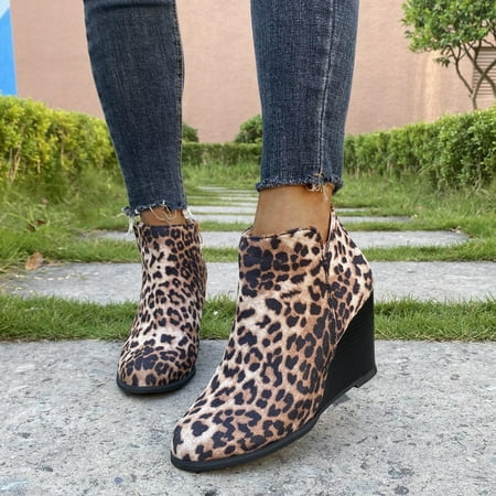 

Zunfeo Women Cowboy Boots- Hiking Boots Today S Deal Fashion Casual Shoes Leopard Print Boots Christmas Gifts Clearance Brown 9